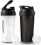 GEMFUL Shaker Bottle for Protein Mixes BPA-Free Leak Proof Smothies Mixer Water Cups 750 ML 2 Pack (Black+White)