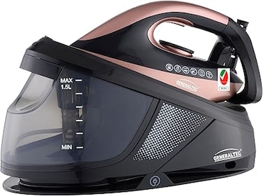 Generaltec Steam Iron Station, Steam Generator with Steam Shot Button, 1.5L, 2600-3100 W, Gold and Black