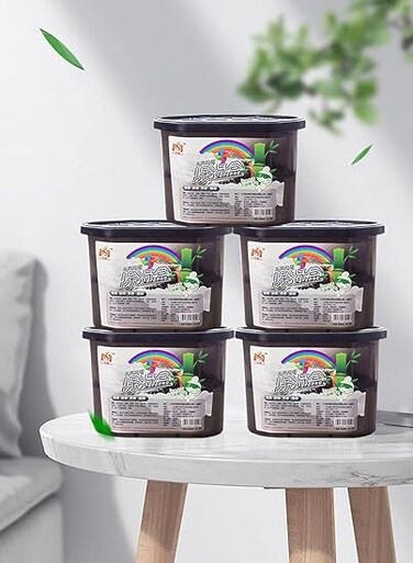 URbazaar Bamboo Charcoal Moisture Absorber Boxes, 500ML Powerful Dehumidifier Boxes with Fragrance-Free, Mold-Proof Humidity Absorber for Bathroom, Closet, Wardrobe, and Kitchen (5 Pack)