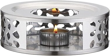 Teapot Warmer, Stainless Steel Teapot Warmer with Tea Light Candle Holder for Tea and Coffee Pots, Teapot Warmer Base For Home Office Tea House(Teapot not included)