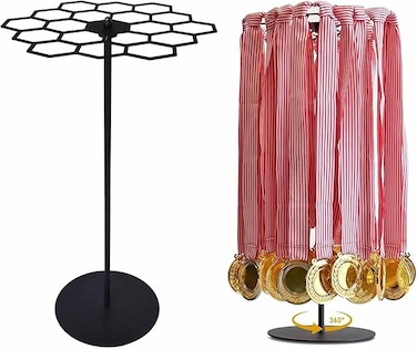 Rotatable Medal Holder, Desktop Medal Holder, Holds 45+ Medals, Medal Hanging Metal Stand