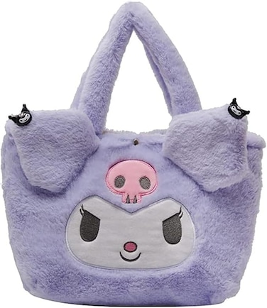 Cinnamoroll Sanrio Plush Bag My Melody Anime Handbags Kt Cat Purin Dog Kuromi Plushie Backpack for Girls (Kuromi)