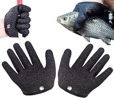 Fish Catching Gloves -Fisherman Professional Catch Fish Gloves, Fishing Glove, Fishing Puncture Proof Gloves, Anti-Slip Fishing Gloves Protect Hand (Black)