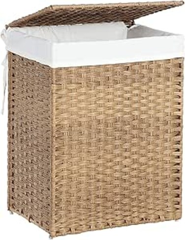 ORCHID M&reg; 90L Laundry Basket with Lid, Hand-woven Laundry Basket, Woven Storage Basket, Decorative Basket for Living room, Toys Bin, Pillows, Blankets, Clothes, 23.8 Gal Capacity