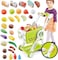 Shopping Cart for Kids,31PCS Supermarket Shopping Trolley Cart Toy with Toy Food Shop Accessories, Pretend Play Shopping Basket Grocery Store Games for Toddlers Boys Girls Ages 3+ (Green)