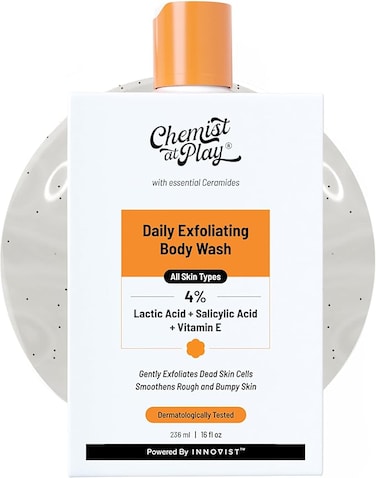 Chemist at Play   Body Wash   Exfoliating with ceramides   Smooths rough skin   Mild   236 ml