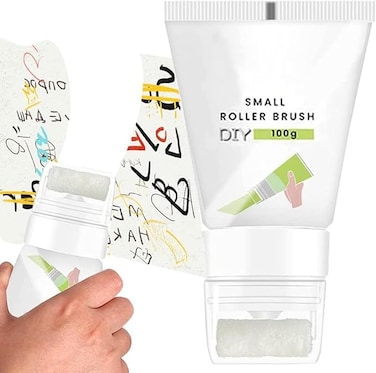 Roller Brush Wall Repair Tool, Wall Repair Paint, Rolling Brush Wall Paint, 100g White Odorless Paints Cover Wall Advertisements Prints Graffiti, Wall Renovation Repair with Latex Paint