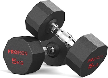 Rubber Dumbbells Odorless, Steel Weights Set Men Women Home Gym 3kg 5kg 8kg 10kg 12kg 16kg 20kg 24kg Fitness Training Exercise Body Strength Lifting Equipment (Pair or Single)