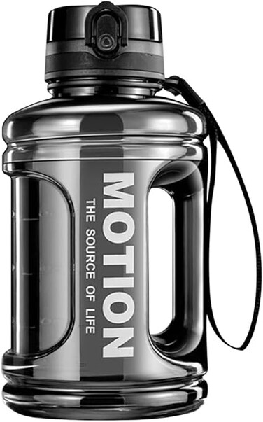 1.5L Large Water Bottle 50oz, Azonee Leakproof BPA-Free Black Water Jug with Handle &amp; Straw Lid, 0.4 Gallon Sports Gym Drink Container for Daily Hydration, Outdoor Fitness &amp; Travel