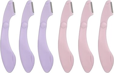NALACAL 6Pcs Mini Eyebrow Razor for Women, Facial Razor Brow Shaper Eyebrow Trimmer Tool for Hair Remover, ABS Stainless Steel (Pink and Purple)