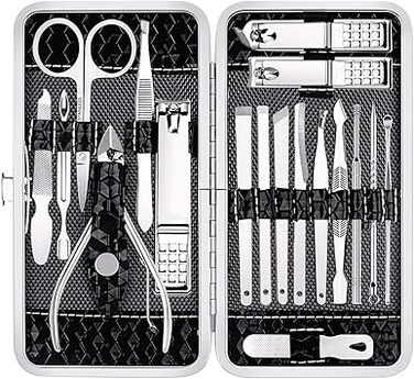 Nail Clippers Set Fingernail and Toenail Clipper Cutters, Manicure Pedicure Kit 18 Pieces Stainless Steel Professional Grooming Kits, Nail Care Tools with Luxurious Travel Case