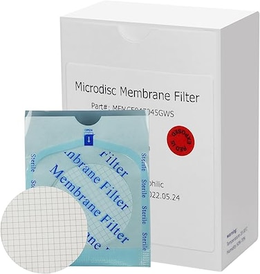 100 X MCE Gridded Membrane Filter, Sterile, Hydrophilic, Diameter:47mm, Pore:0.45um