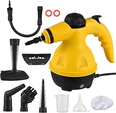 Moninsta Portable Handheld Steam Cleaner with 10pcs Accessories &amp; Safety Lock, Multi-Purpose &amp; Powerful Home Use Steamer for Cleaning Car, Furniture, Floor, Upholstery, Grout and Tile