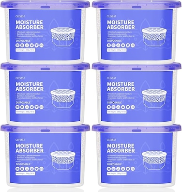 Moisture Absorbers Boxes 6 Pack, Dehumidifier Boxes for Closet, Unscented Hanging Humidity Absorber in Wardrobes, Bedrooms, Bathrooms(280g/pack)