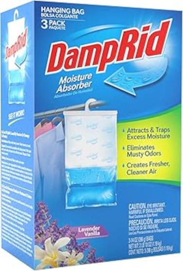 DampRid Lavender Vanilla Hanging Moisture Absorber, 3 Pack, for Fresher, Cleaner Air in Closets