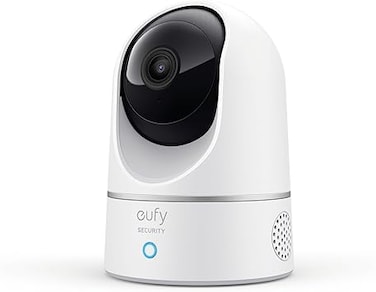 eufy Security 2K Indoor Cam Pan &amp; Tilt, Home Security Indoor Camera, Human and Pet AI, Works with Voice Assistants, Motion Tracking, Night Vision, MicroSD Card Required, HomeBase Not Required.