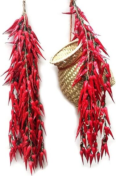 dierjueyers Velidy 5pack Simulation Artificial Lifelike Fake Vegetable Artificial Garlic Red Pepper Fake Vegetables Onion Hanging Rope Home Decor Photography Props