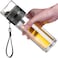 Double Wall Glass Water Bottle Tea and Water Separation Tea Bottle Mug Cup with Tea Infuser (Black)