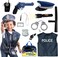 12 Pcs Police Costume for Kids with Toy Role Play Kit with Police Badge, Handcuffs,Kids Flashlight for Cop Costume, FBI,Detective,Swat, and Kids Dress-up Clothes