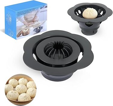 jnhuy Baozi Maker Machine,6.57" Dumpling Momo Maker Mold Plastic Kitchen Gadget Tool Homemade Bao Buns Preparation Culinary Exploration Ease of Use Cleaning(Gray)