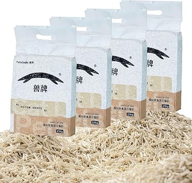 SOPAPETS Mixed Tofu Cat Litter, Easy Cleanup with Flushable Tofu Cat Litter, Strong Clumping Cat Litter, Odor Free, No Stick, POD Deodorizing Factor Added, Dust-Free, 6L, 2.5KG/bag, 4 Packages