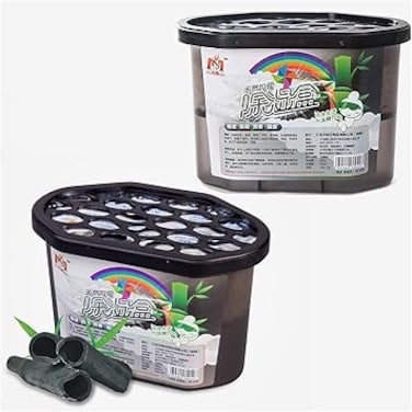 Sulfar Moisture Absorber Bamboo Charcoal Mold-proof Deodorizing Desiccant Household Dehumidifier Boxes Fragrance-Free Humidity Absorber for Bathroom Closet Wardrobe Kitchen (Pack of 2) 500ml