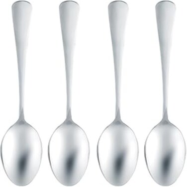 Royalford 4pcs Stainless Steel Basic Table Tea Spoons RF12544 Heavy Duty Teaspoons Cutlery Set Silverware for Home/Office/Party/Camping, Utensils Set Service for 4, Mirror Polish 13.5cm