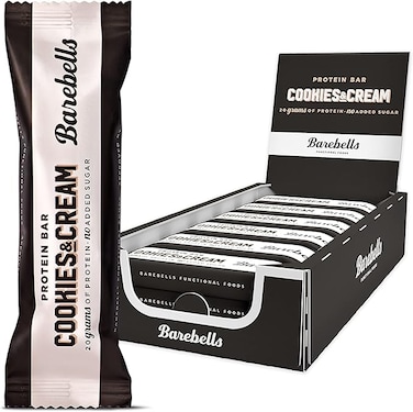 Cookies &amp; Cream High Protein and Low Carb Bar - 12 x 55g (1,94 oz) Low Sugar Snack Protein Bar with 20g protein