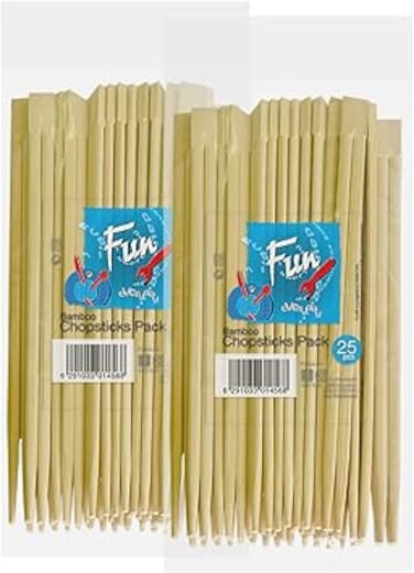 FUN BY AL BAYADER فن Promopack Green Track Eco Friendly Disposable Bamboo Chopsticks 23cm - Pack of 25 X 2