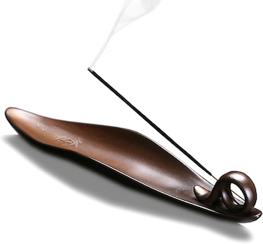 9 Length Incense Stick Holder with 3 Holes, Ceramic Incense Ash Cather for Counters, Meditation Room, Yoga, Home, Office, Brown