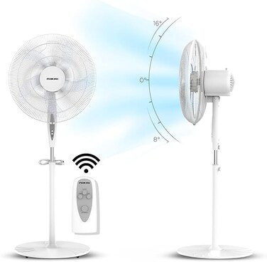 Pedestal Fan with Remote &amp; Timer, 45 Watts, "T" Class Motor, High-Performance Copper Motor, 7.5 Hours Timer, Wide Oscillation, 3 Speeds, Energy-Efficient, For Home &amp; Office-NPF1634RT