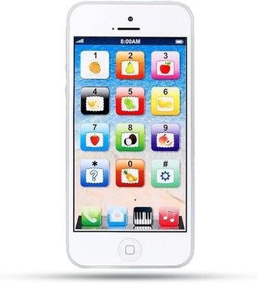 Phone Toy Play Music Learning English Educational Cell Phone Mobile Gift Prize for Baby Kids Children (White)