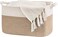 DAYONG 63L Large Woven Basket with Handles, Multi-Purpose Rope Basket for Organizing, Rectangular Dirty Clothes Blanket Basket for Laundry, Bedroom &amp; Living Room (White &amp; Brown)