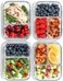 Glass Meal Prep Containers 2 and 3 Compartments (4 Pack, 32 oz) - Glass Food Storage Containers with Lids, Glass Bento Box, Portion Control, Airtight, Oven Safe