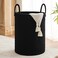 TECHMILLY Black Woven Rope Laundry Basket , 58L Baby Nursery Hamper for Clothes Blanket Storage, Large Tall Laundry Hamper for College Dorm, Bedroom, Living Room
