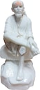 S A Gifts Sai Baba Murti Marble Dust Idol Statue for Pooja (White) (3.5 Inch)