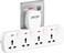 Multi Plug Extension Socket, 4 Way Electrical Outlet Extender, Wall Charger, Universal Plug Adapter, Charging Station for Home, Office, Kitchen, Individually Switched