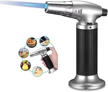 Culinary Blow Torch, Adjustable Flame Chef Cooking Torch Lighter (Max 2500&deg;F), Refillable Butane Torch with Safety Lock for Cooking, BBQ, Baking, Soldering &amp; More (Assorted Color)