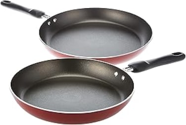 Aluminum Twin Frypan Set, 2 Pieces, Red