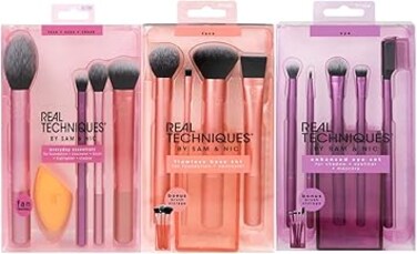 REAL TECHNIQUES Brush Set (Everyday Essentials, Enhanced Eye, Flawless Base)