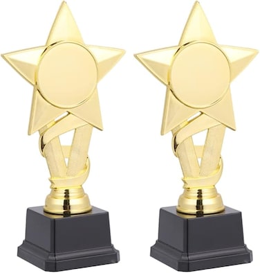 2Pcs Gold Award Trophies Party Celebration Trophy Star Trophy Prize Award Ceremony Favors for Home School Sports Party