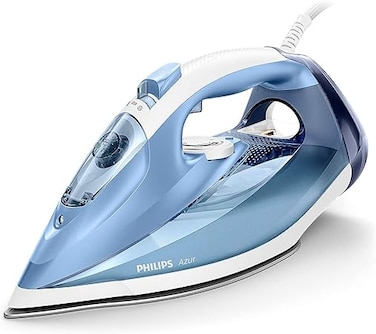 Philips Azur Steam Iron: 2400W - 45g/min - 180 SOS - SteamGlide - 2m cord, 300ml - Quick Calc Release - White/Blue GC4532/26."Min 1 year manufacturer warranty