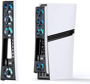 Cooling Fan for PS5 Pro, Efficient Cooler Fan with Adjustable Speed/LED Light, Temperature-Controlled PS5 PRO Cooling Accessories with USB 3.0 Port