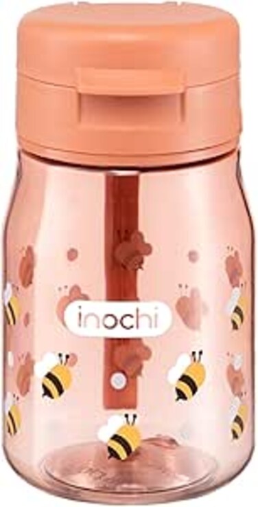 Inochi Kita Fami kids Water Bottle 350ml Premium Quality BPA Free Non-Toxic and Safe For Cold Drinks with Leak Proof Flip Top Lid for Outdoors, School With Carry Strap Dishwasher Safe- Milky Orange