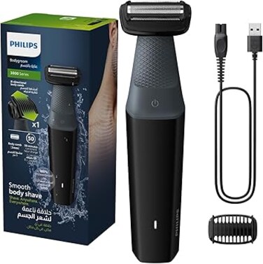Philips Bodygroom BG3017/01   Showerproof Groin &amp; Body Trimmer   Hypoallergenic Blades, Close &amp; Comfortable Shave, 3mm Comb   50min Cordless, Ergonomic Grip