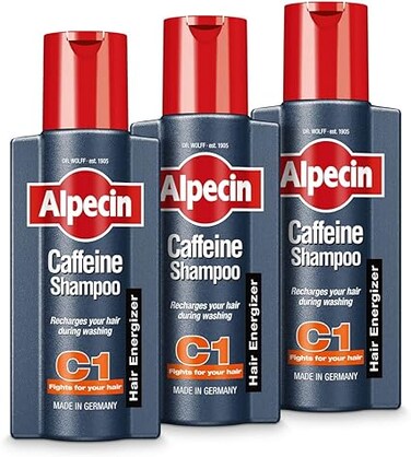 Alpecin Caffeine Shampoo C1 250 ml (Pack of 3)   Against Thinning Hair   Shampoo for Stronger and Thicker Hair   Natural Hair Growth Shampoo for Men   Hair Care for Men Made in Germany