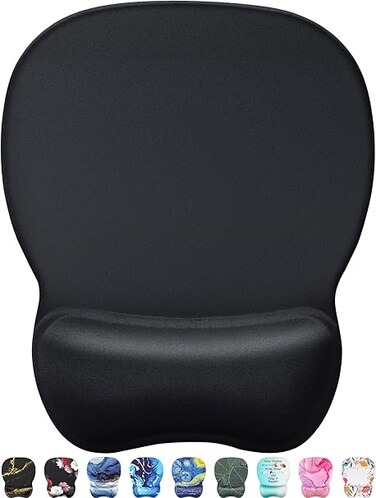 Ergonomic Mouse Pad with Gel Wrist Rest, Comfortable Mousepad with Smooth Wrist Support Surface and Non-Slip PU Base for Pain Relief, Computer, Laptop, Office &amp; Home, 9.4 x 8.1 in, Black Color