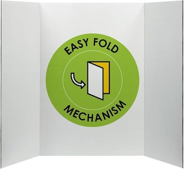 Tri-Fold Presentation Board, 70x100 CM (28x40 Inches), Portable Poster Board, 3-Ply Corrugated Cardboard with White Surface for School/Office Projects, Exhibitions, and Workshops, 2 Pack