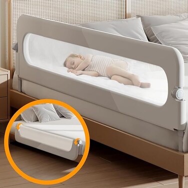 Ssonlun Baby Bed Rails Guard - Foldable Toddler Bed Rail, Kids' Bed Rails &amp; Rail Guards,Safety Bed Fence Protector Rail, Adjustable Heights Bed Guard Rail for Queen King Twin Bed Kid (2 M)
