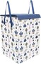 PrettyKrafts Fabric L1113 Laundry Basket For Clothes, Toy Storage Box With Lid &amp; Handles, Toy Storage Box, 75 Ltr,Mushroom Print,White, Set of 1